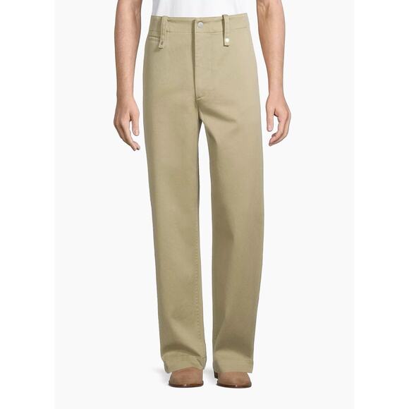NWT Burberry Men Size L Wide Leg Khaki Cotton Straight Chino Pants $1,050 - Picture 1 of 13